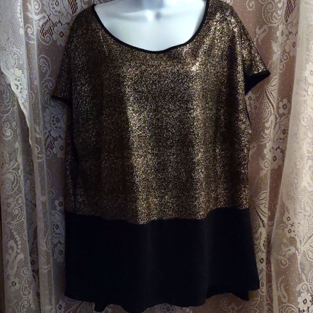New‎ ING+ Women's Size 3X Top festive metallic glitter holiday party night out